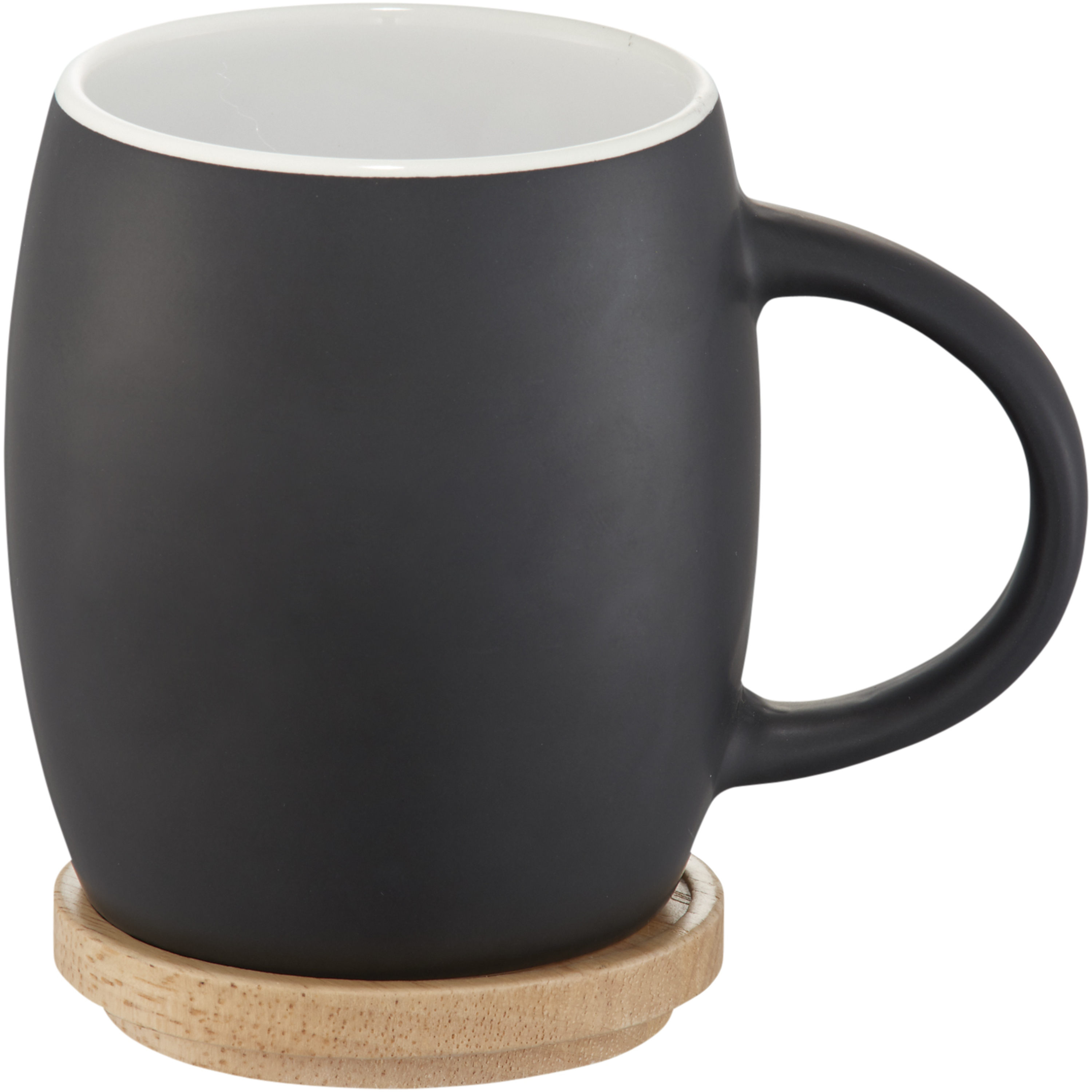 Hearth 400 ml ceramic mug with wooden coaster