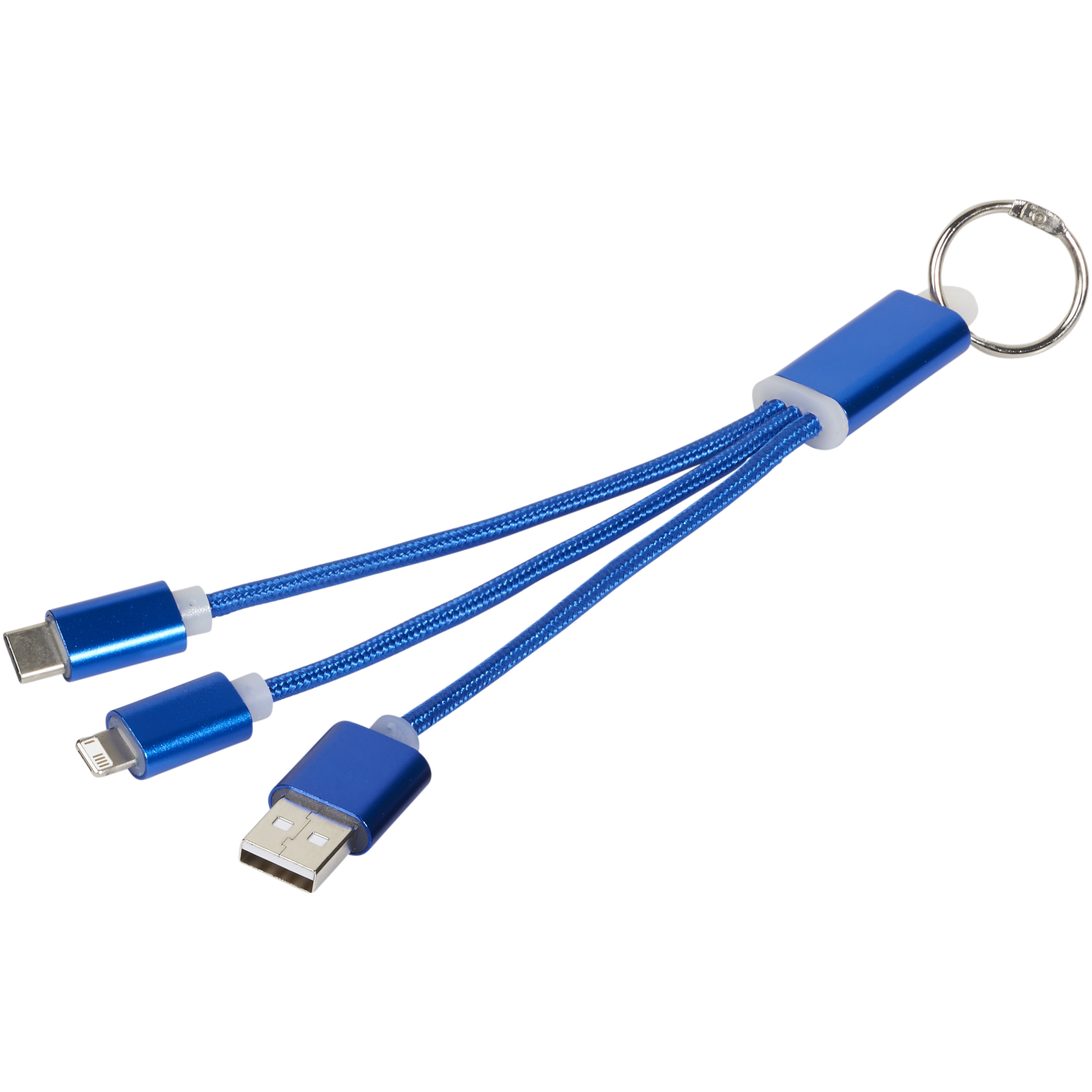 Metal 3-in-1 charging cable with keychain