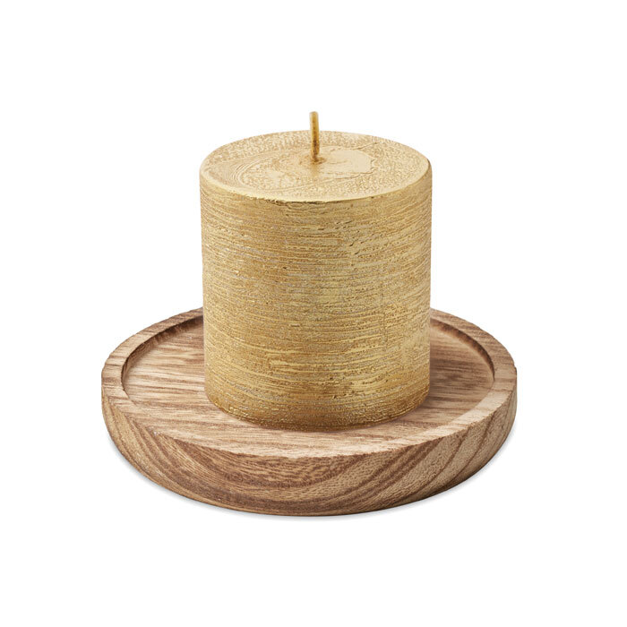 PENTAS - Candle on round wooden base