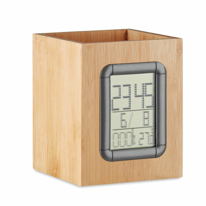 MANILA - Bamboo pen holder and LCD clock