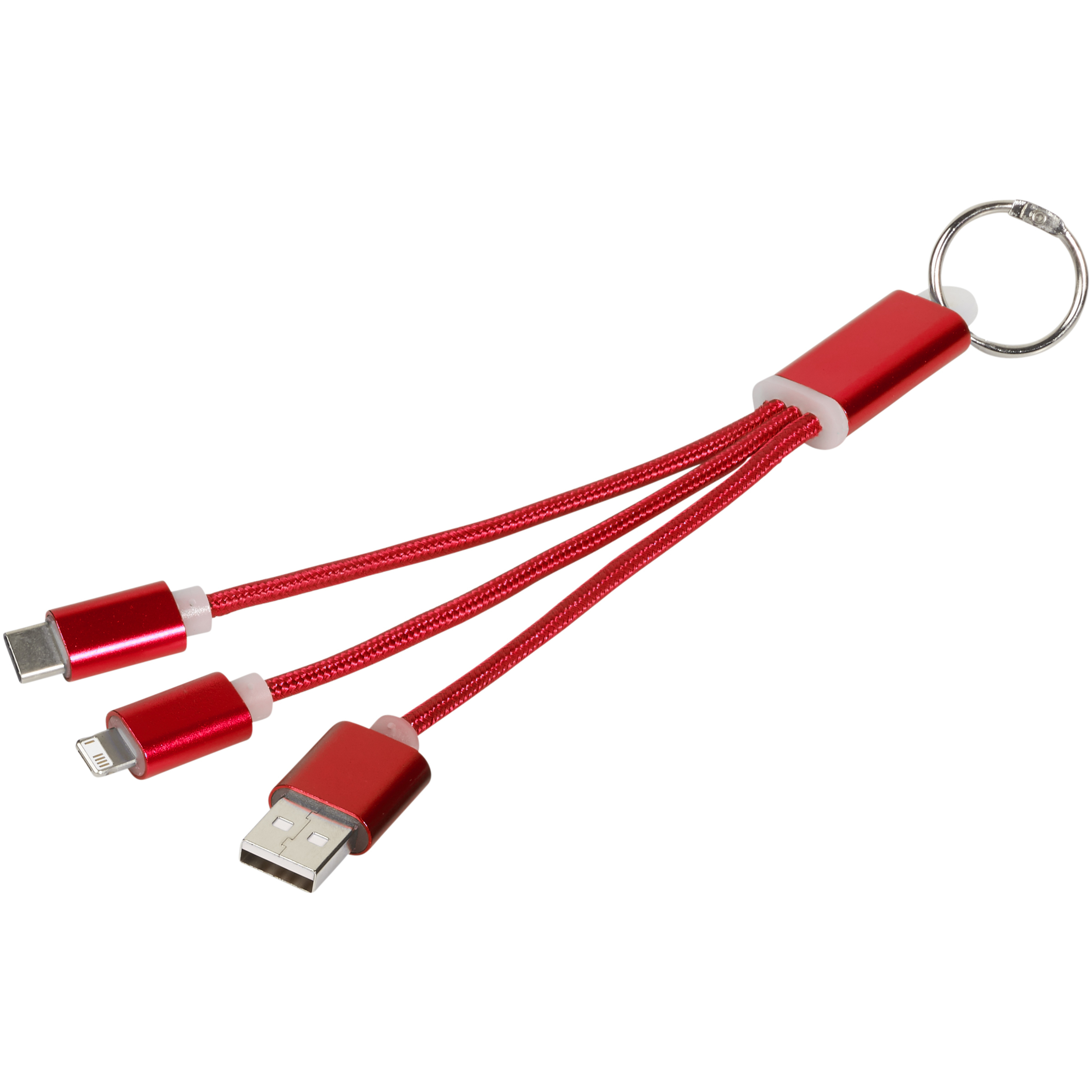 Metal 3-in-1 charging cable with keychain