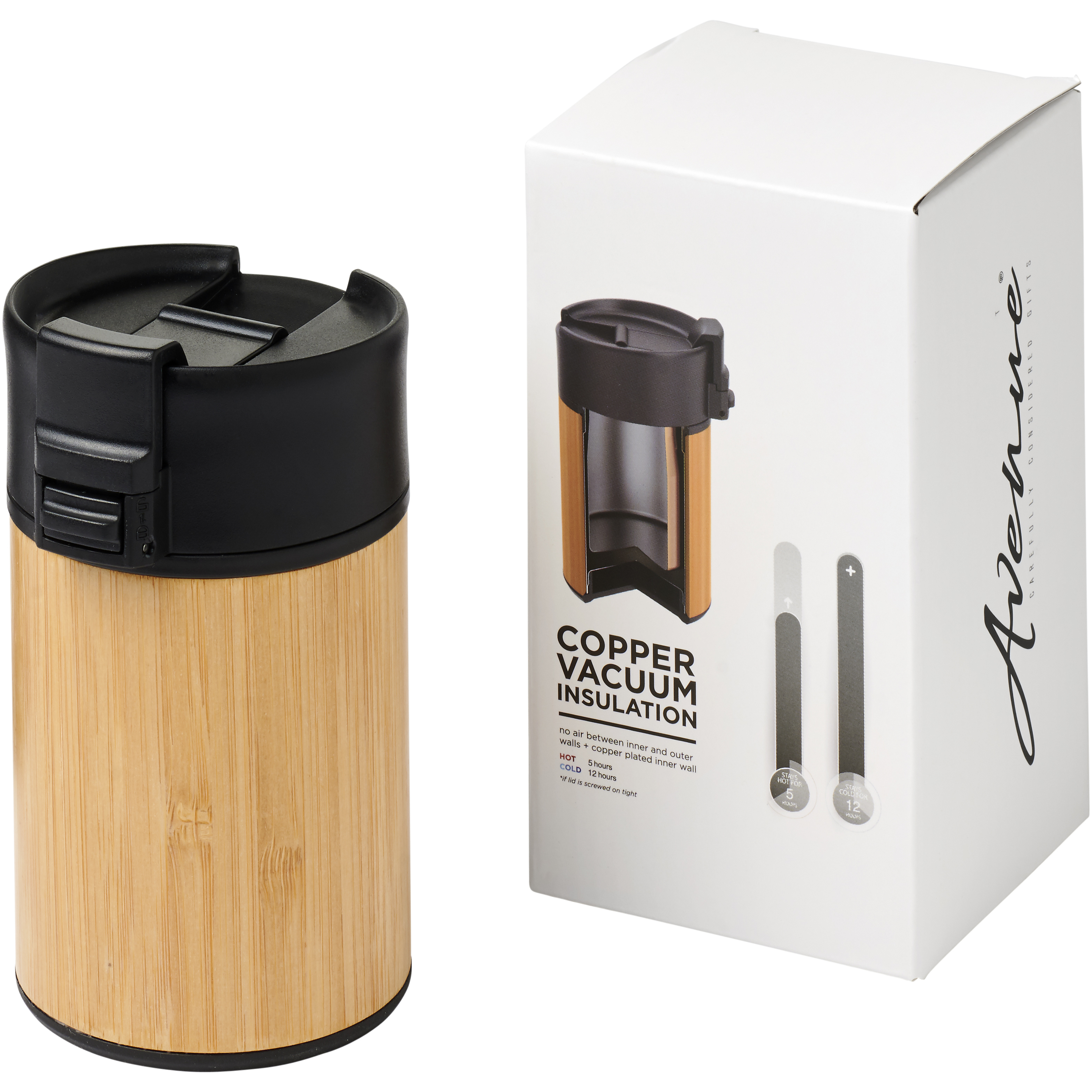 Arca 200 ml leak-proof copper vacuum insulated bamboo tumbler