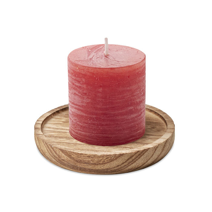 PENTAS - Candle on round wooden base