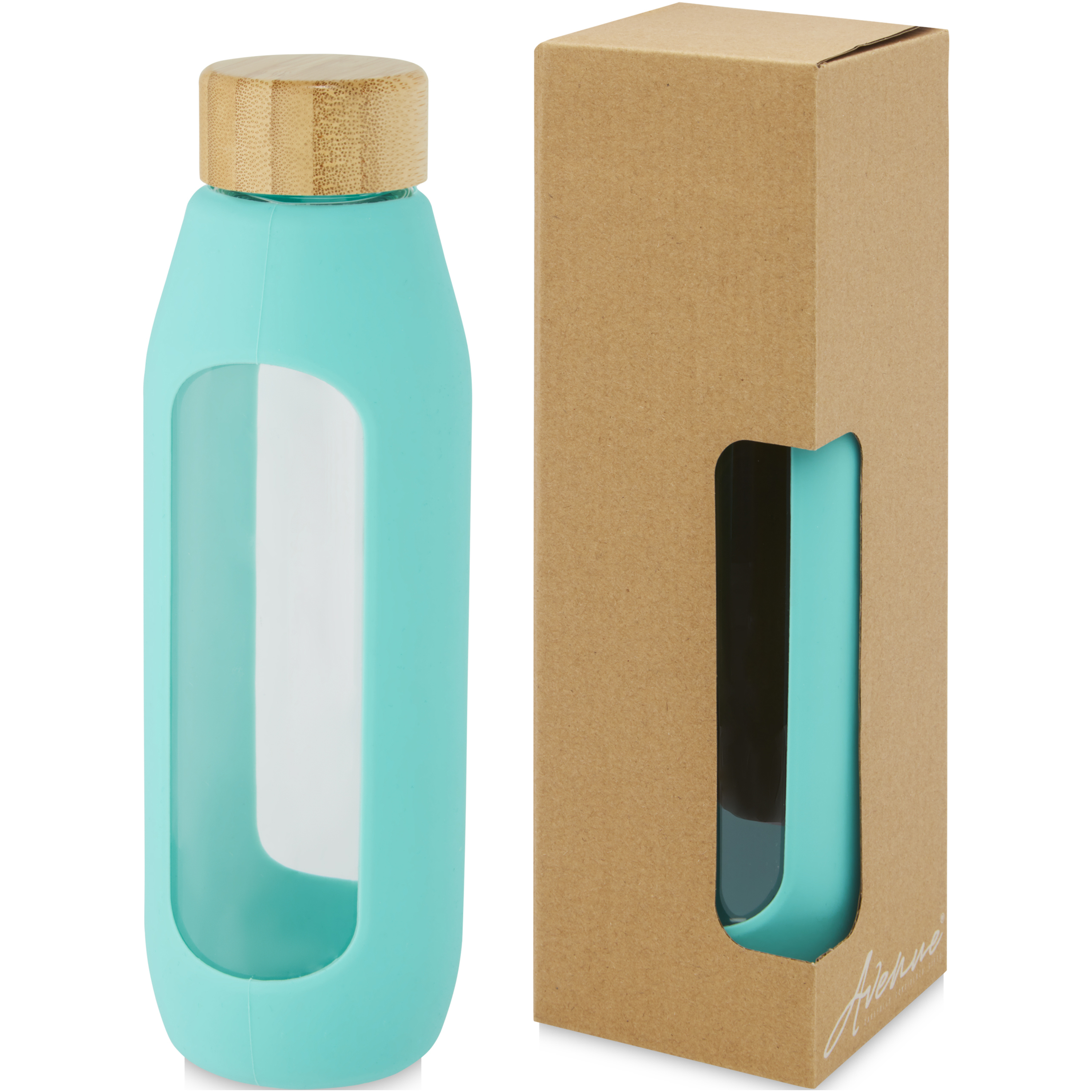 Tidan 600 ml borosilicate glass bottle with silicone grip
