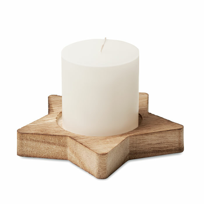 LOTUS - Candle on star wooden base