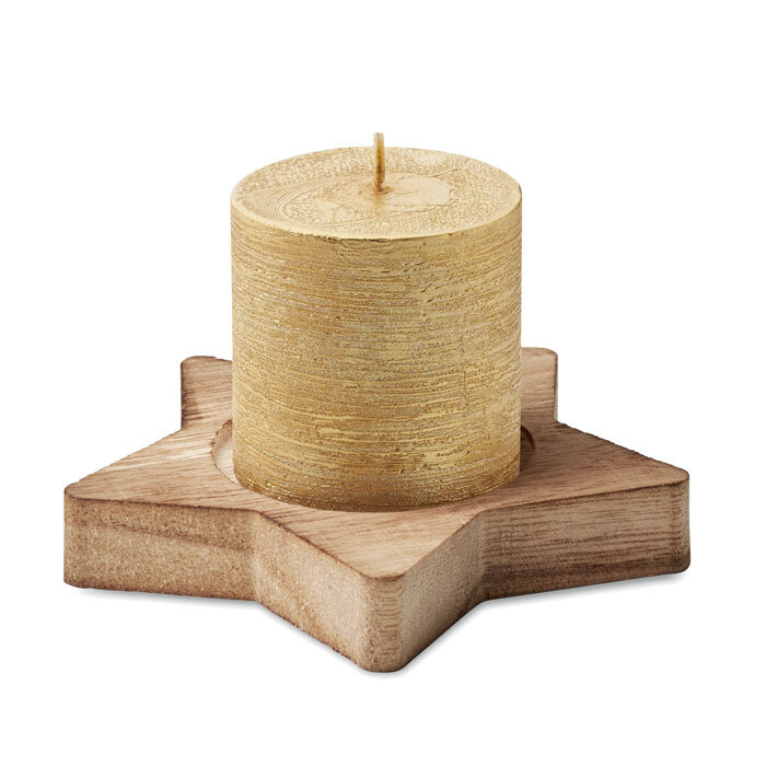 LOTUS - Candle on star wooden base