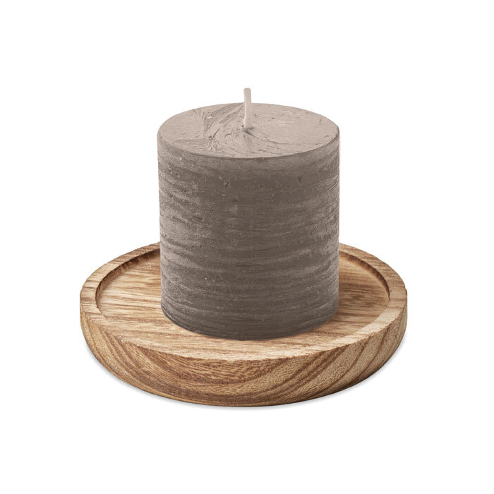 PENTAS - Candle on round wooden base