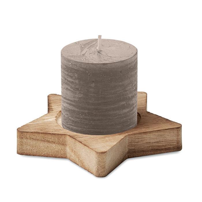 LOTUS - Candle on star wooden base